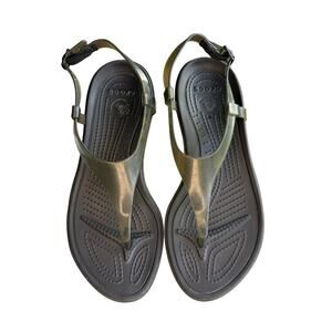 Crocs Womens 9 Flip Flops Really Sexi  Jelly T-Strap Sandals Buckle Wedge
